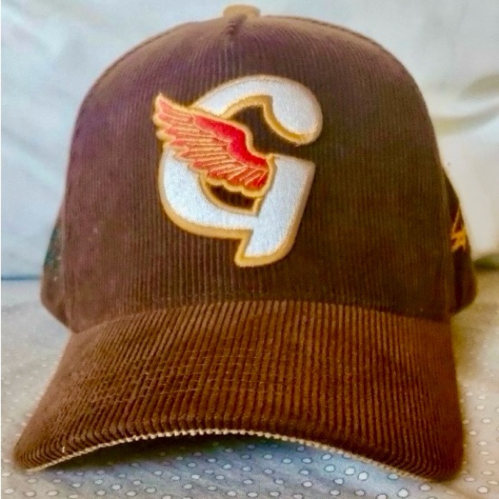 Goodlyfe Supply Brown Crest Corduroy Cap with Embroidered Logo Rose Vznary